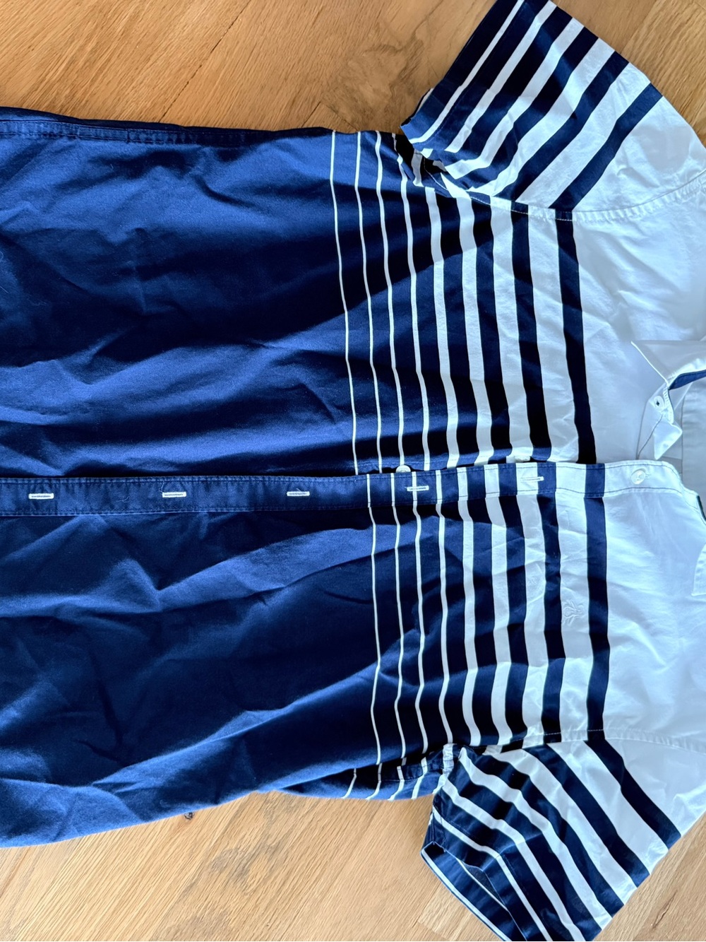 Original Penguin Navy and White Striped Casual Button-Down Shirt